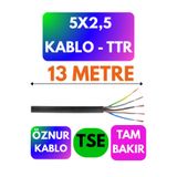 Avarson Öznur 5X2,5 TTR Kablo, 13 Metre, Siyah