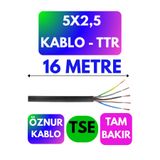 Avarson Öznur 5X2,5 TTR Kablo, 16 Metre, Siyah