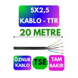 Avarson Öznur 5X2,5 TTR Kablo, 20 Metre, Siyah