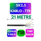 Avarson Öznur 5x2,5 TTR Kablo, 21 Metre, Siyah