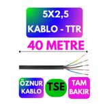 Avarson Öznur 5X2,5 TTR Kablo, 40 Metre, Siyah