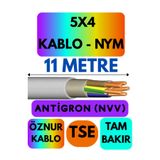 Avarson Öznur 5X4 Antigron NYM Kablo, 11 Metre, Gri