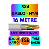 Avarson Öznur 5X4 Antigron (NYM) Kablo, 16 Metre, Gri