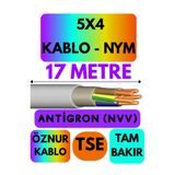Avarson Öznur 5X4 Antigron (NYM) Kablo, 17 Metre, Gri