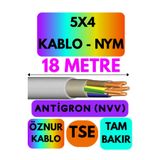 Avarson Öznur 5X4 Antigron (NYM) Kablo, 18 Metre, Gri