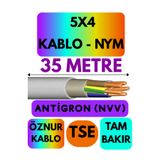 Avarson Öznur 5X4 Antigron NYM Kablo, 35 Metre, Gri