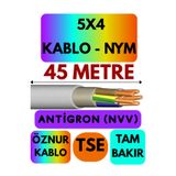 Avarson Öznur 5X4 Antigron NYM Kablo, 45 Metre, Gri