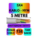 Avarson Öznur 5X4 Antigron NYM Kablo, 5 Metre, Gri