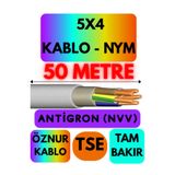 Avarson Öznur 5X4 Antigron NYM Kablo, 50 Metre, Gri