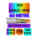 Avarson Öznur 5X4 Antigron NYM Kablo, 60 Metre, Gri