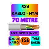 Avarson Öznur 5X4 Antigron NYM Kablo, 70 Metre, Gri