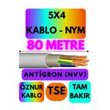 Avarson Öznur 5X4 Antigron (NYM) Kablo, 80 Metre, Gri