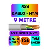 Avarson Öznur 5X4 Antigron (NYM) Kablo, 9 Metre, Gri