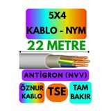 Avarson Öznur 5X4 NYM Antigron Kablo, 22 Metre, Gri
