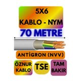 Avarson Öznur 5X6 Antigron NYM Kablo, 70 Metre, Gri