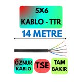 Avarson Öznur 5X6 TTR Kablo, 14 Metre, Siyah