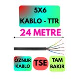 Avarson Öznur 5X6 TTR Kablo, 24 Metre, Siyah
