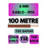 Avarson Öznur 6 MM NYA Enerji Kablosu, 100 Metre, Kahverengi