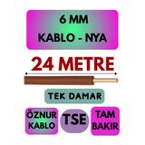 Avarson Öznur 6 MM NYA Enerji Kablosu, 24 Metre, Kahverengi