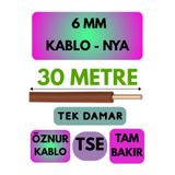 Avarson Öznur 6 MM NYA Enerji Kablosu, 30 Metre, Kahverengi