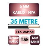 Avarson Öznur 6 MM NYA Enerji Kablosu, 35 Metre, Siyah