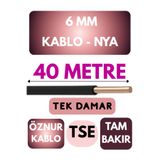 Avarson Öznur 6 MM NYA Enerji Kablosu, 40 Metre, Siyah