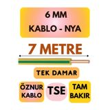 Avarson Öznur 6 MM NYA Enerji Kablosu, 7 Metre, Sarı-Yeşil