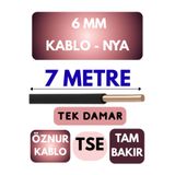 Avarson Öznur 6 MM NYA Enerji Kablosu, 7 Metre, Siyah