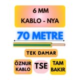 Avarson Öznur 6 MM NYA Enerji Kablosu, 70 Metre, Sarı-Yeşil