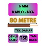 Avarson Öznur 6 MM NYA Enerji Kablosu, 80 Metre, Kahverengi