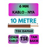 Avarson Öznur 6 MM NYA Kablo, 10 Metre, Kahverengi