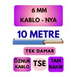 Avarson Öznur 6 MM NYA Kablo, 10 Metre, Mavi, Enerji Kablosu