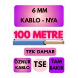 Avarson Öznur 6 MM NYA Kablo, 100 Metre, Mavi, Enerji Kablosu