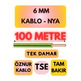 Avarson Öznur 6 MM NYA Kablo, 100 Metre, Sarı-Yeşil
