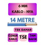 Avarson Öznur 6 MM NYA Kablo, 14 Metre, Mavi