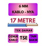 Avarson Öznur 6 MM NYA Kablo, 17 Metre, Mavi