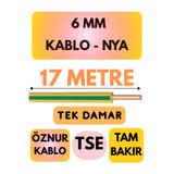 Avarson Öznur 6 MM NYA Kablo, 17 Metre, Sarı-Yeşil