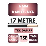 Avarson Öznur 6 MM NYA Kablo, 17 Metre, Siyah