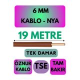 Avarson Öznur 6 MM NYA Kablo, 19 Metre, Kahverengi
