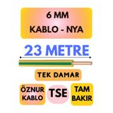 Avarson Öznur 6 MM NYA Kablo, 23 Metre, Sarı-Yeşil