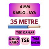 Avarson Öznur 6 MM NYA Kablo, 35 Metre, Mavi, Enerji Kablosu