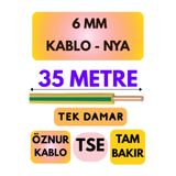 Avarson Öznur 6 MM NYA Kablo, 35 Metre, Sarı-Yeşil