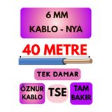 Avarson Öznur 6 MM NYA Kablo, 40 Metre, Mavi