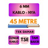 Avarson Öznur 6 MM NYA Kablo, 45 Metre, Mavi
