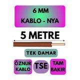 Avarson Öznur 6 MM NYA Kablo, 5 Metre, Kahverengi