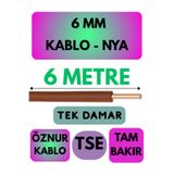 Avarson Öznur 6 MM NYA Kablo, 6 Metre, Kahverengi, Enerji Kablosu