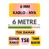 Avarson Öznur 6 MM NYA Kablo, 6 Metre, Sarı-Yeşil