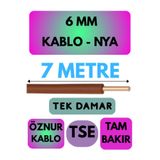 Avarson Öznur 6 MM NYA Kablo, 7 Metre, Kahverengi