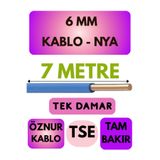 Avarson Öznur 6 MM NYA Kablo, 7 Metre, Mavi