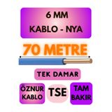 Avarson Öznur 6 MM NYA Kablo, 70 Metre, Mavi